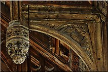 TM1058 : Earl Stonham, St. Mary's Church: Roof spandrel carving 2 by Michael Garlick