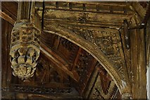 TM1058 : Earl Stonham, St. Mary's Church: Roof spandrel carving 6 by Michael Garlick