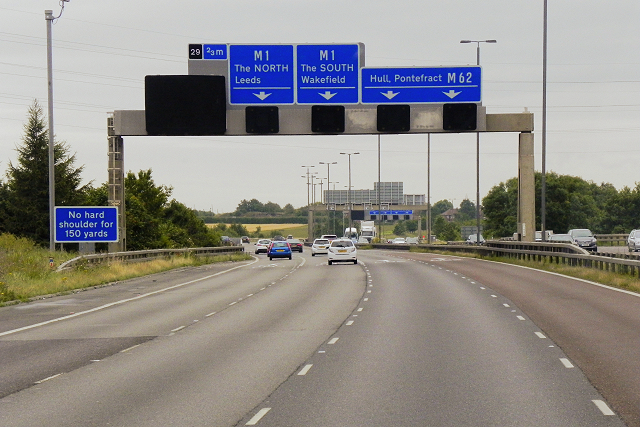 Eastbound M62, Ardsley Common