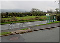 Steps to a bus shelter, Caersws