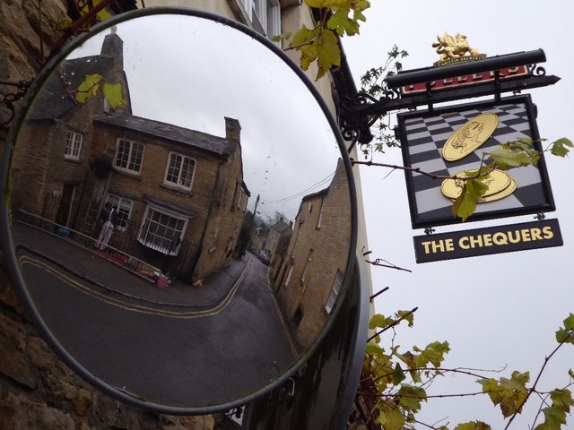 The Chequers inn sign and mirror