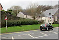 Warning sign - staggered crossroads ahead, Pontnewynydd