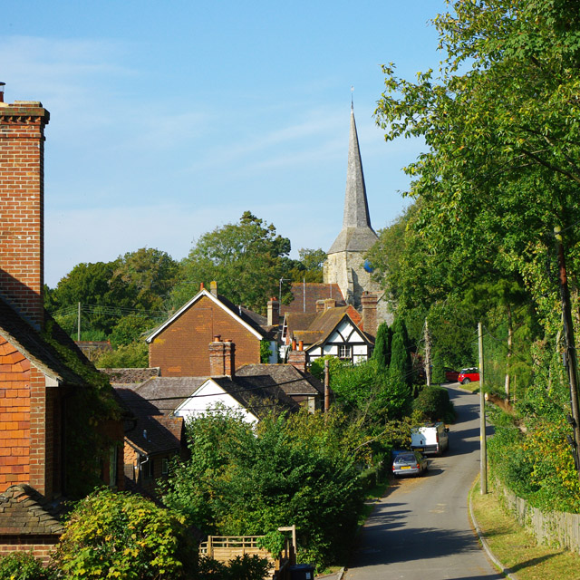 Church Lane and church, Horsted Keynes
