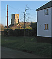 West Wratting: sunlit tower and shadowed lane