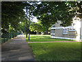 Wide footpath through Orchard Lane estate, Southampton