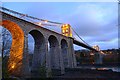 SH5571 : Menai Suspension Bridge at dusk by Oliver Mills