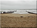 SZ1191 : Boscombe: groynes old and new by Chris Downer