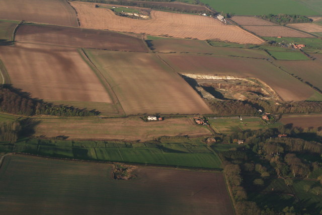 North Ormsby medieval site and disused chalk quarry: aerial 2015