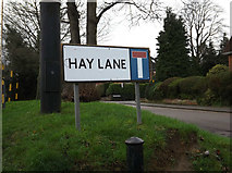 TL1314 : Hay Lane sign by Geographer