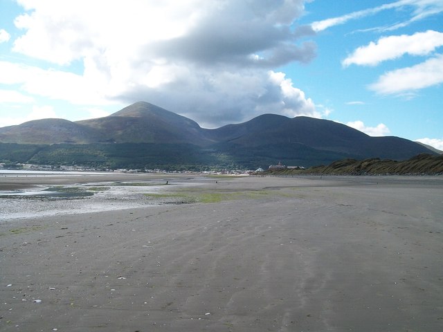 View WSW along Murlough Beach with the High Mournes in the background
