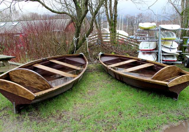 Wooden rowing boats at Coniston Boating Centre
