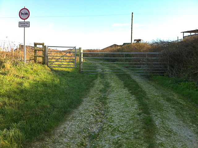 Foot of restricted byway at Downs Farm