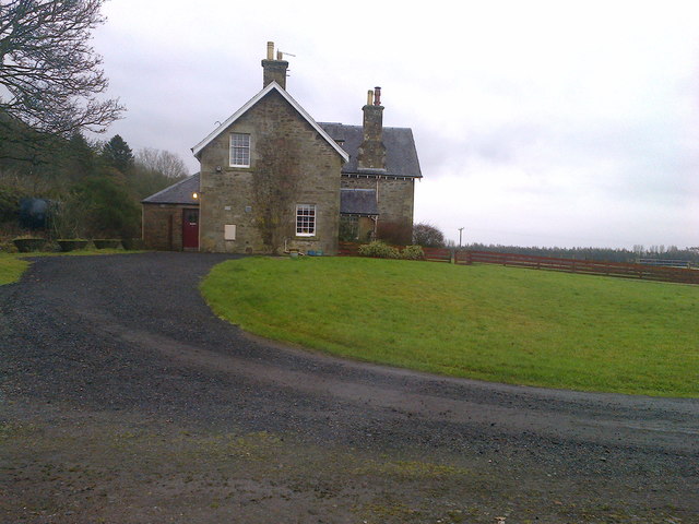Looking towards a farm house from the Scottish Antiques and Art Centre