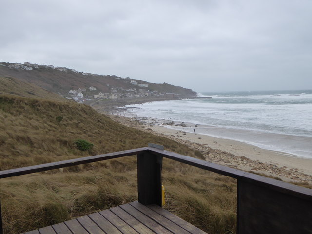Looking down to Sennen Cove from the lifeguard station