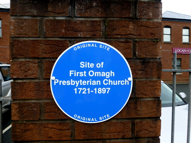 Plaque, Site of First Omagh Presbyterian... © Kenneth Allen cc-by-sa/2. ...