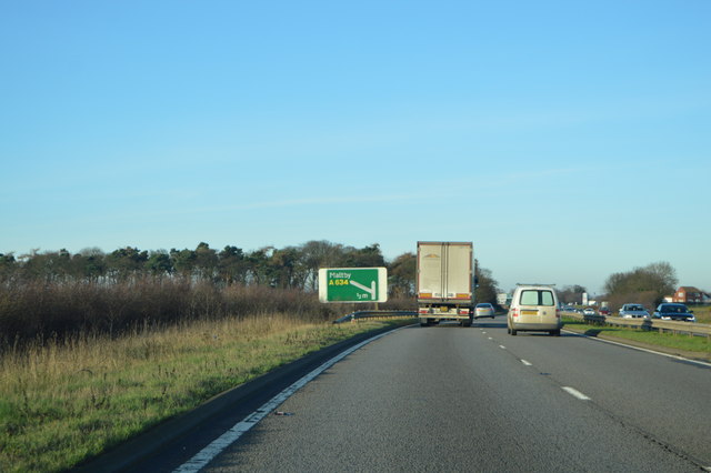 A1 approaching the Maltby turning