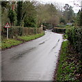 Warning sign - road narrows, Mathon Road, Colwall