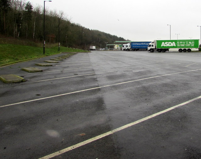 Lorry park in Michaelwood (northbound) services