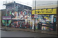 View of street art on the corner of Hartland Road and Chalk Farm Road