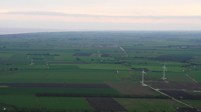 Windfarm landscape NW of Mablethorpe: aerial 2016