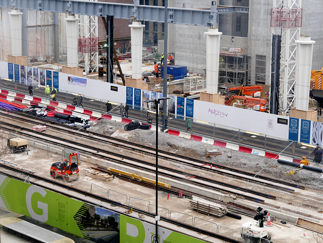 Construction site for St Peter's Square Metrolink Stop (January 2016)