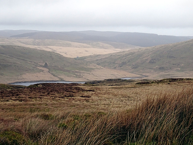 Llechwedd-mawr and Nant-y-moch viewed from the ascent of Plynlimon