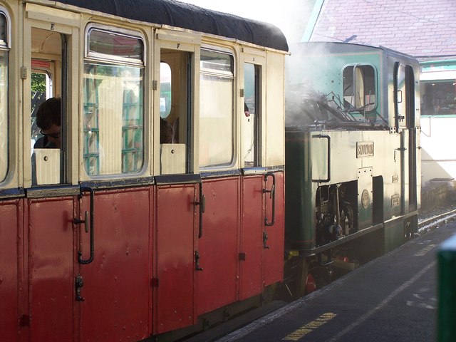 Locomotive "Snowdon" and carriage between duties at Llanberis
