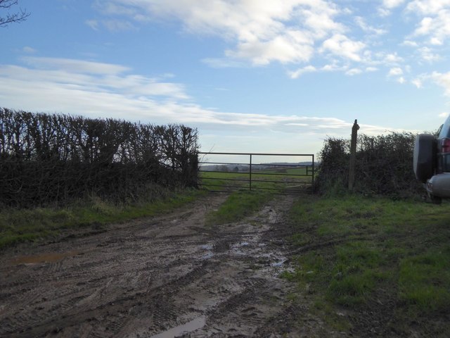 Gate and footpath sign near Primmore Corner