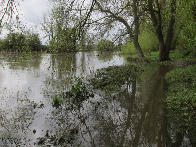 Flooded path by the Great Ouse