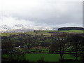 A view over Dolfawr farm with the Arenigs in the distance