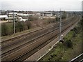 View from a London-Cambridge train - view south from Hitchin flyover