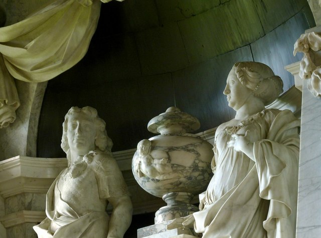 Exton church, detail of the Viscount Campden monument