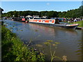 Narrowboats moored along the Trent & Mersey Canal