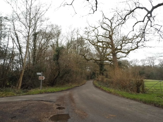 Standon Lane at the junction of Church Lane