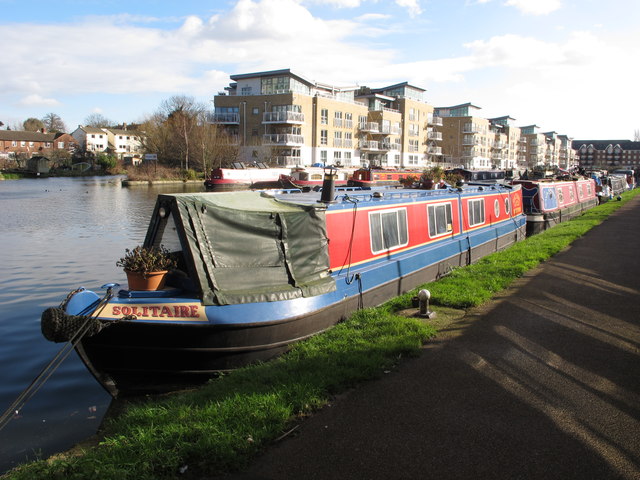Solitaire, narrowboat moored in Brentford Lock basin