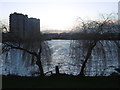 Wintry sunset over Southmere Lake