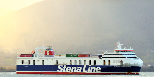 The "Stena Performer" departing Belfast (February 2016)