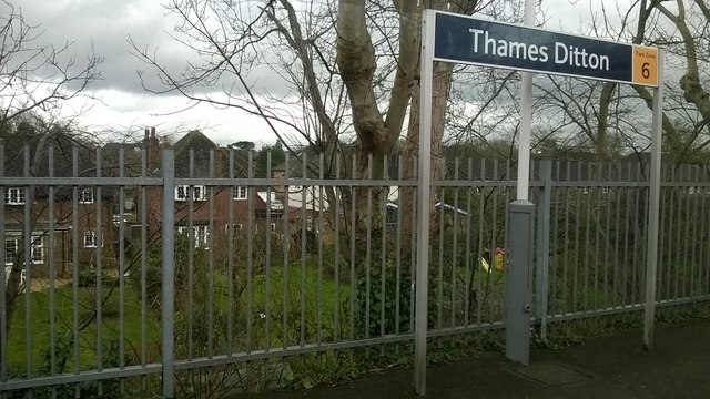 Thames Ditton station and gardens on... © Christopher Hilton cc-by-sa/2 ...