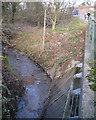 A tributary of the River Sherbourne passes under Leaf Lane, Cheylesmore, Coventry