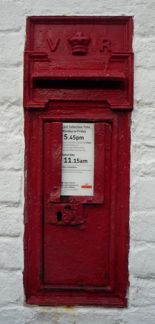 Close up, Victorian postbox on National Cycle Route 1, Folkton