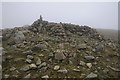 NY3511 : Summit cairn and shelter, Fairfield by Philip Halling