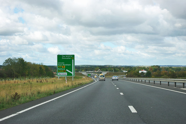 A1 nearing junction at Markham Moor © Robin Webster :: Geograph Britain ...