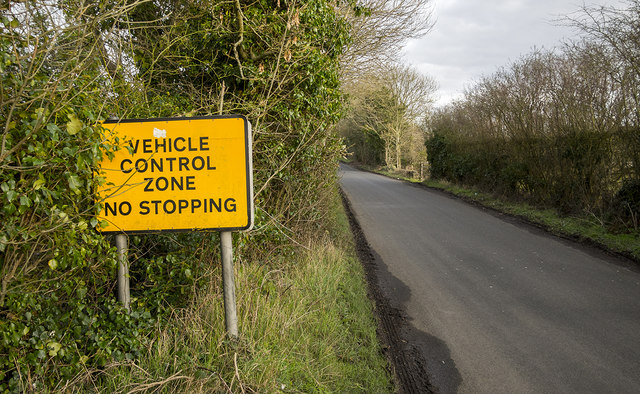 'Control Zone' sign near Aldergrove