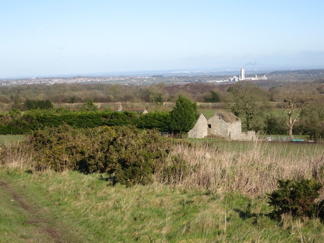 Land surrounding Ffrith Farm buildings  with a view