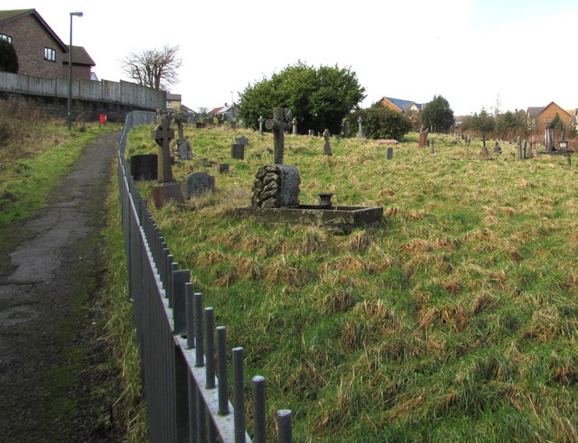 West along a churchyard path in Brynmawr