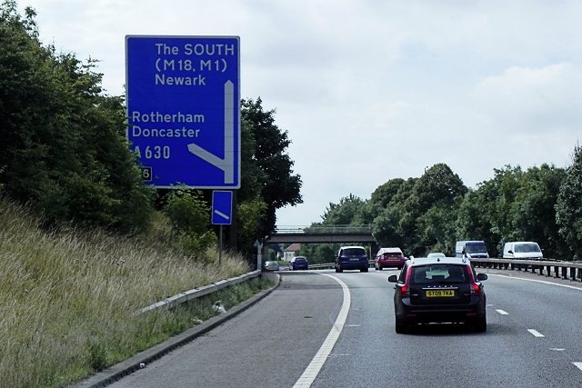 Southbound A1M (Doncaster Bypass),... © David Dixon cc-by-sa/2.0 ...