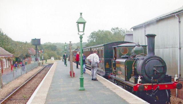 Haven Street station, Isle of Wight Steam Railway, with train headed by a 'Terrier', 2004