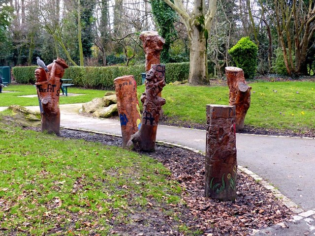 Carved tree stumps