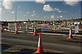 A new pedestrian crossing on the A3125 in preparation for the hordes of shoppers at this imminent retail site