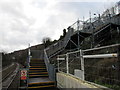 Steps up from platform 1 at Tir-Phil railway station